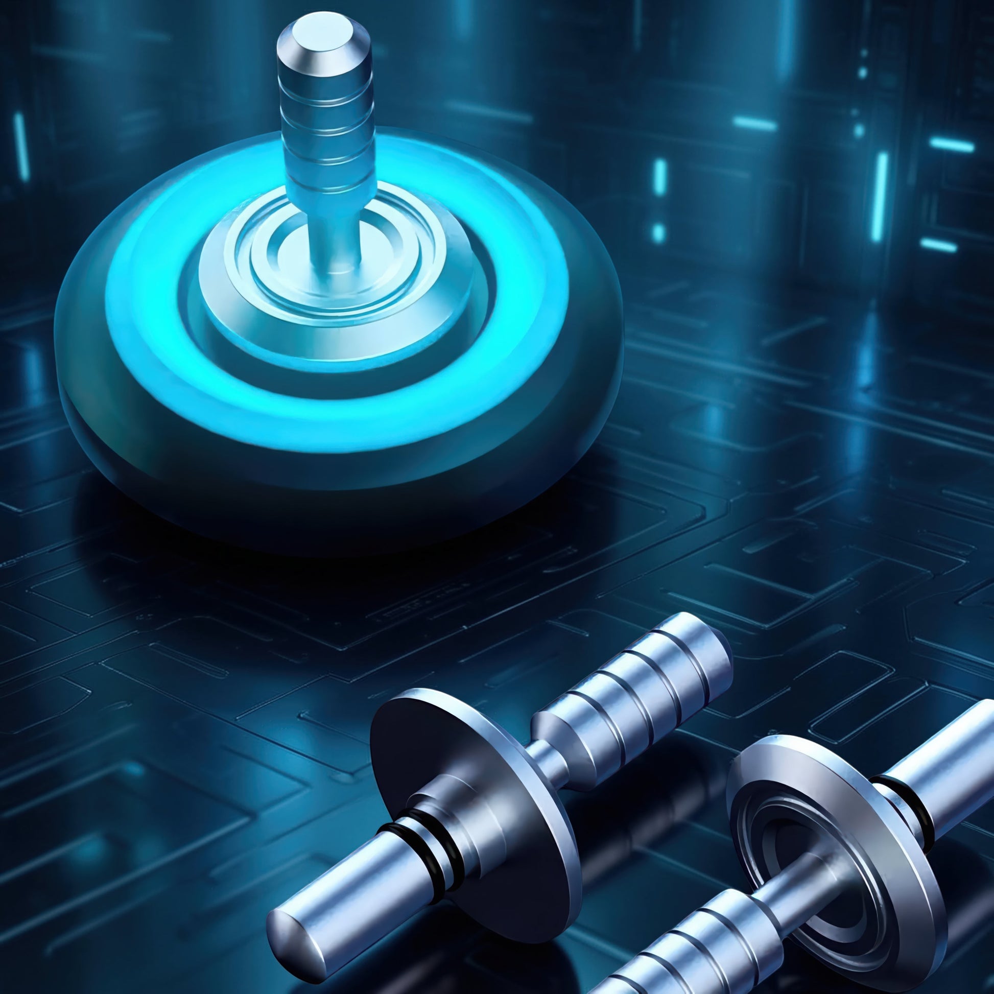 The Curious Mind Skull Wheel Glow Spinner with turbine-style wheel, skull centre, and blue glow accents. Metal construction.