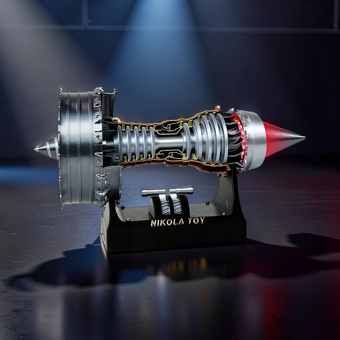 The Curious Mind TR900 Turbofan Engine model, 24cm, PLA, mechanical movement, desktop display, gift box edition.
