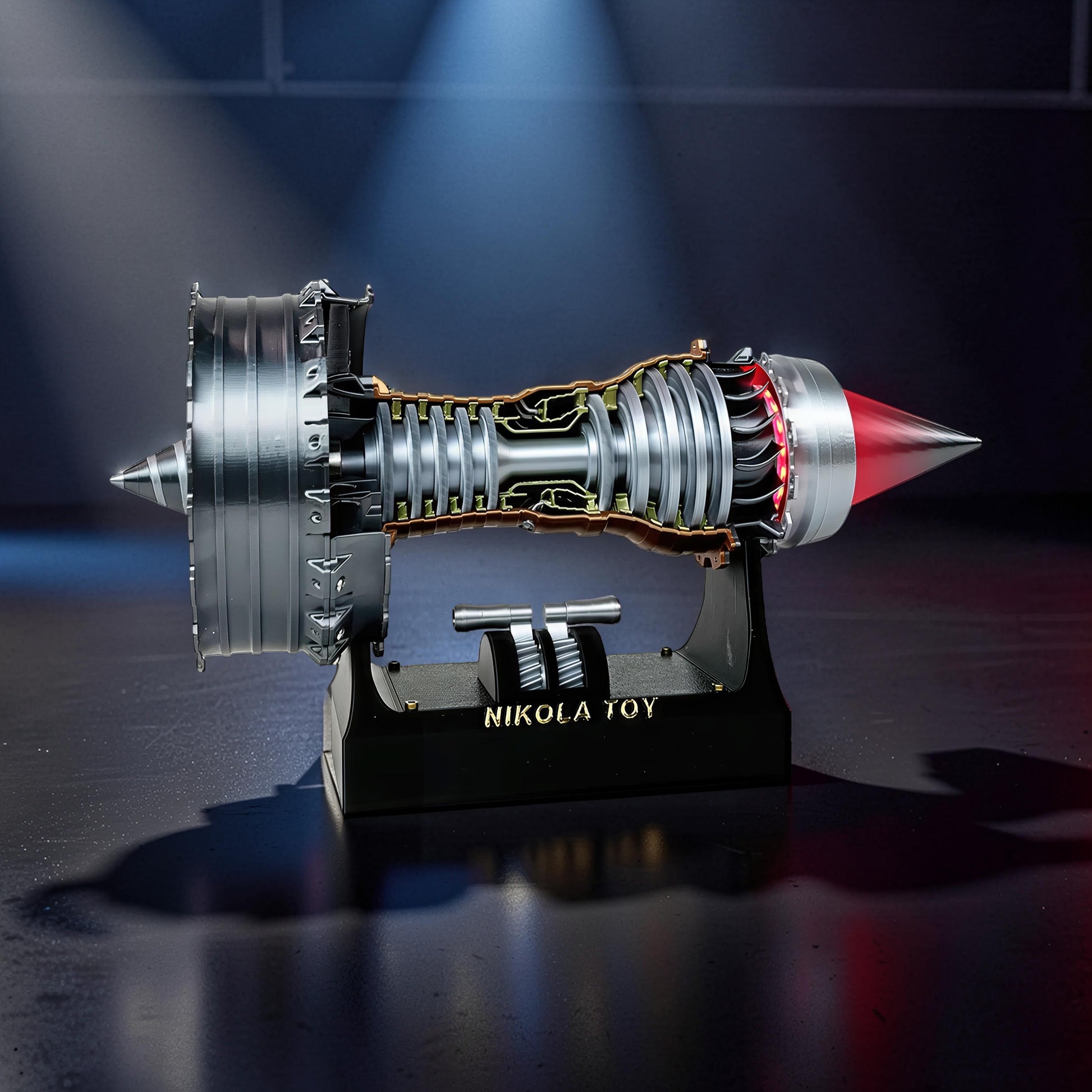 The Curious Mind TR900 Turbofan Engine model, 24cm, PLA, mechanical movement, desktop display, gift box edition.
